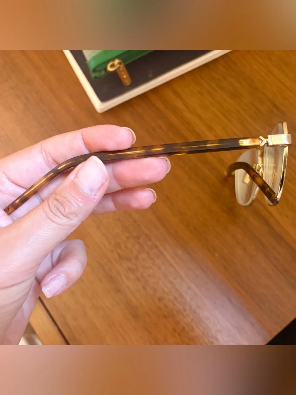 **Kenzo** Gold Frame Eyeglasses with Tortoiseshell Temples